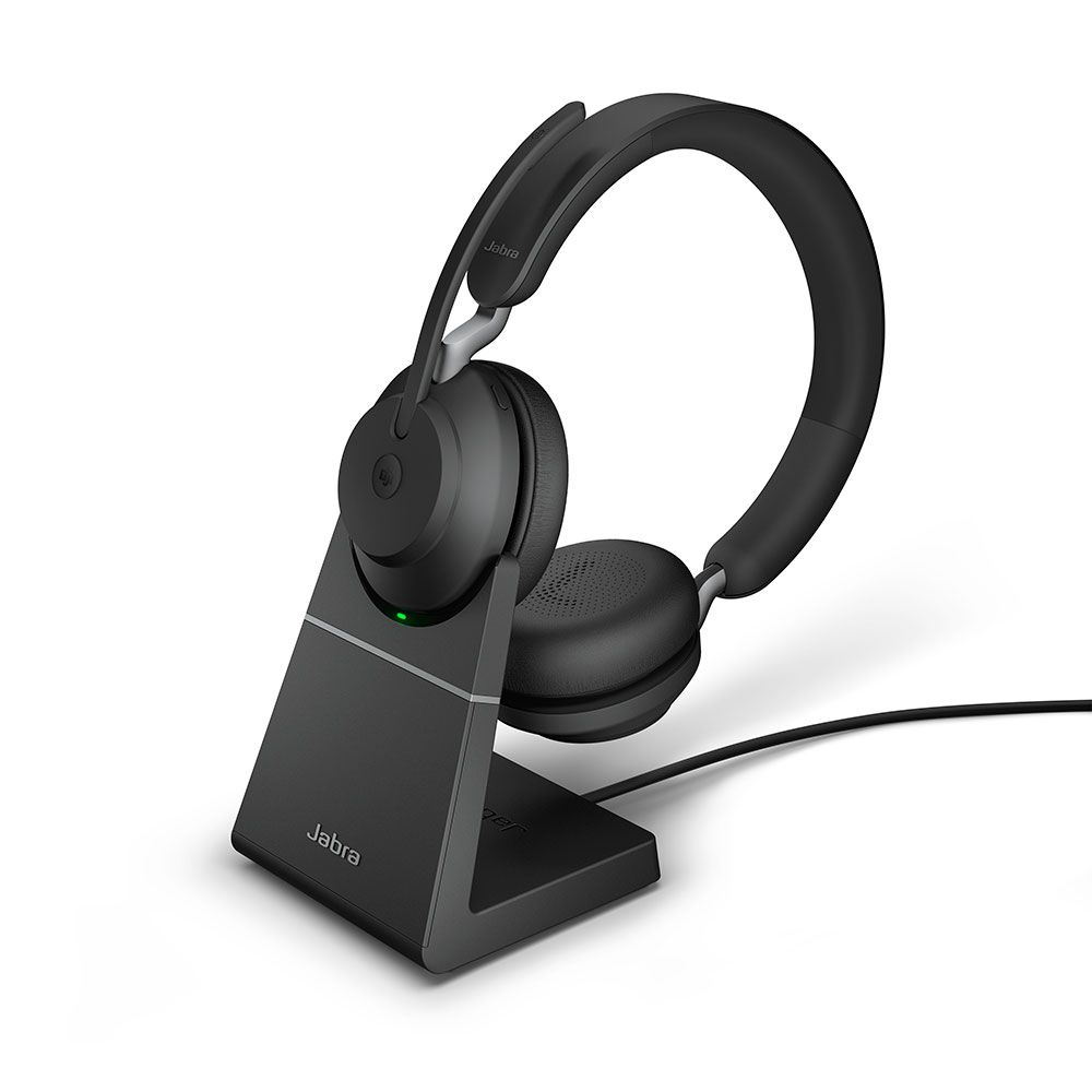 Jabra Evolve2 65 Stereo Headset Full with charging stand